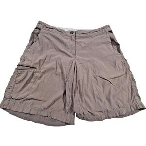 LL Bean Womens Hiking Shorts Gray Nylon Stretch Outdoor Zip Pocket Size 10